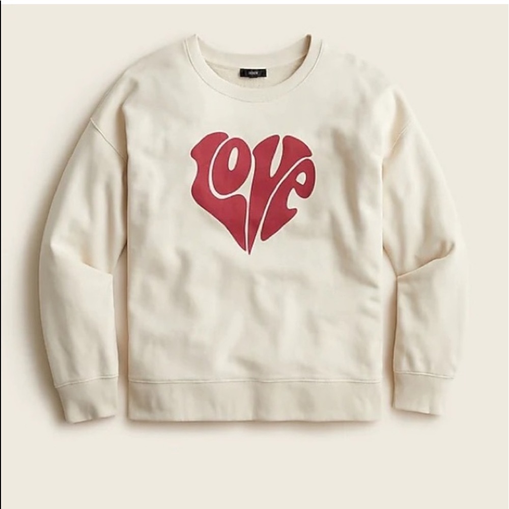 J. Crew University terry "Love" heart sweatshirt